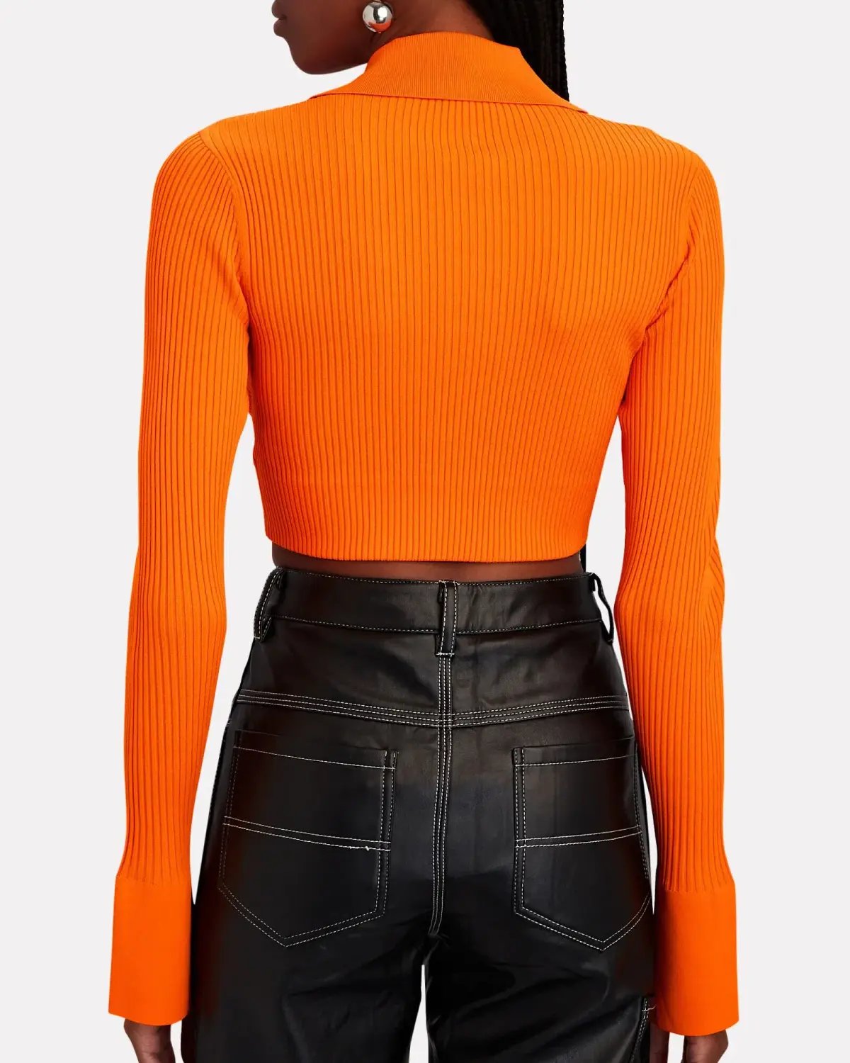 A.L.C. Ashlyn Rib Knit Crop Top Orange Size 8 photo 2
