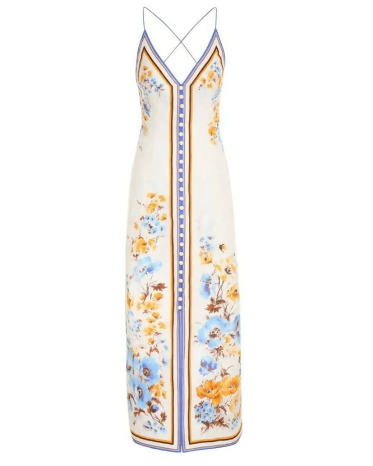 Zimmermann Halcyon Slip Dress Orange/Blue Floral Size 1 / AU 10 photo 4
