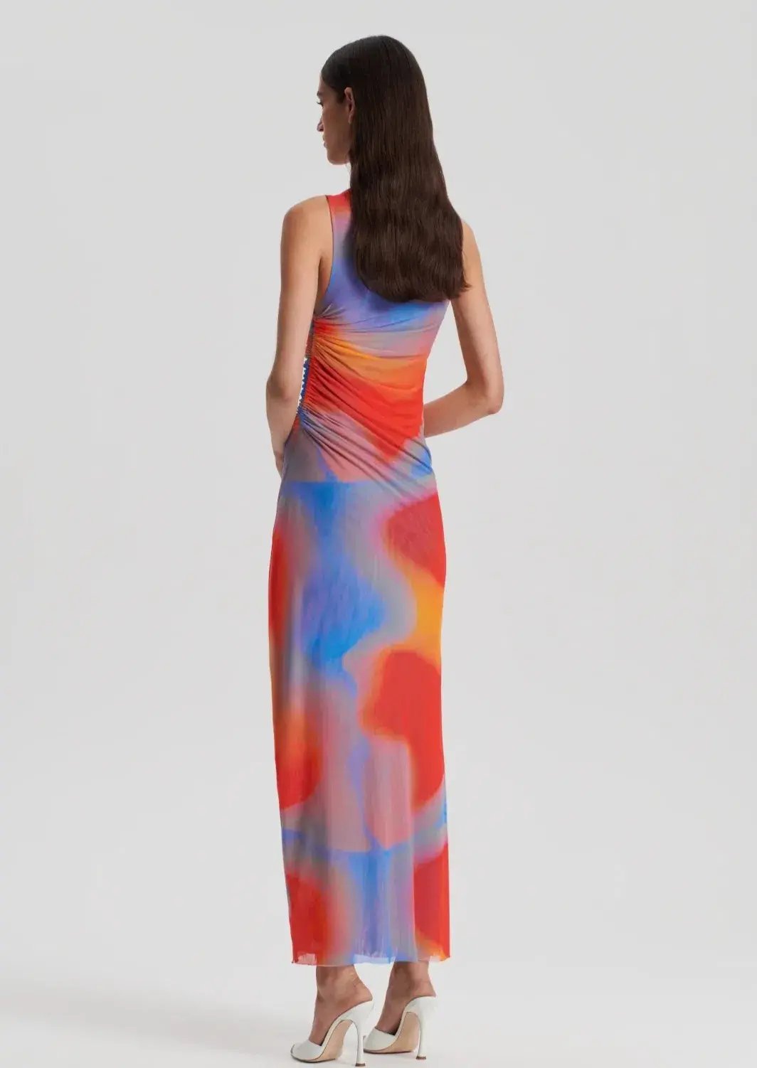 Scanlan Theodore Italian Watercolour Dress in Red Blue Multi Size 6 photo 3