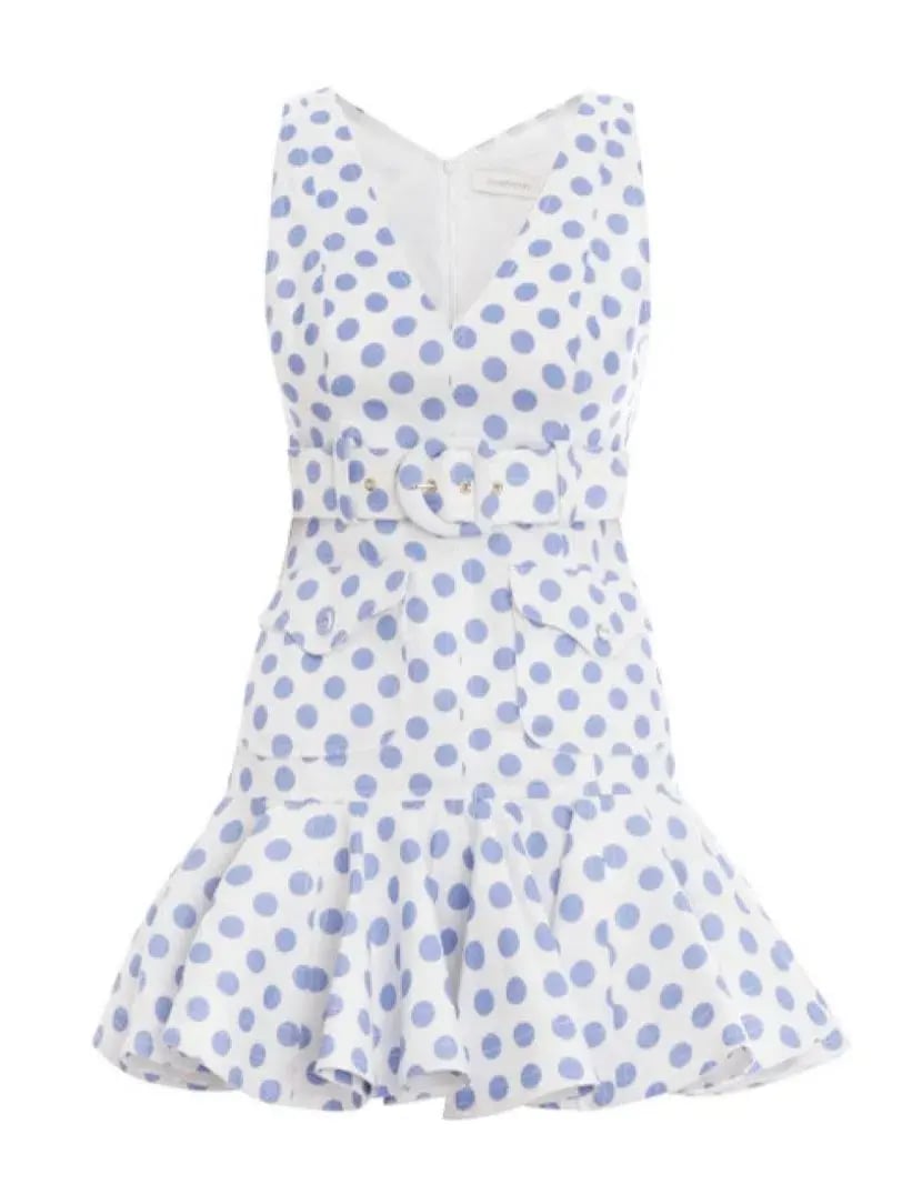 Zimmermann Super Eight Safari Mini Dress Ivory/Blue Dot Size 0/Au 6 photo 4