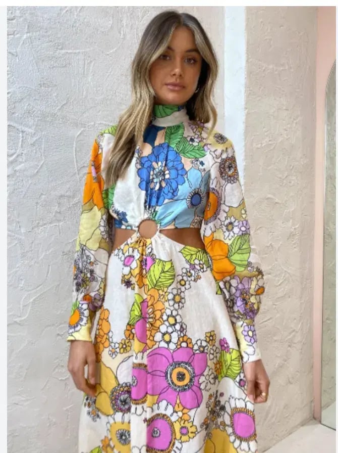 Alemais Farrah Cut Out Dress Floral Size 8 photo 3
