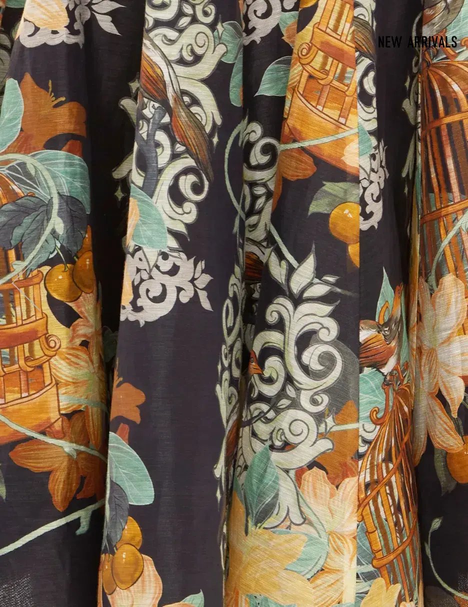 Leo Lin Bridget Halterneck Top and Myla Midi Skirt Azalea Print in Twilight Size 8 photo 5