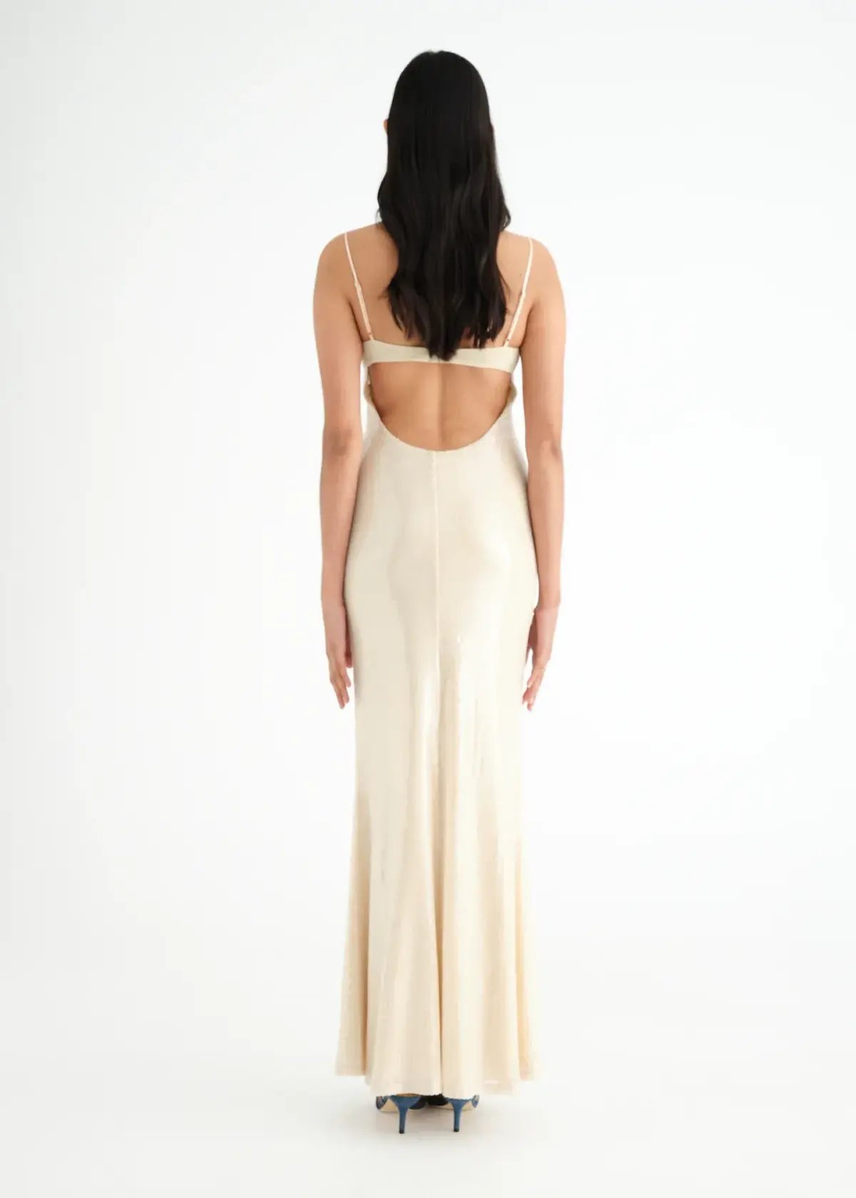 Benni Juliano Sequin Slip Maxi Dress Light Toffee Size 10 photo 2