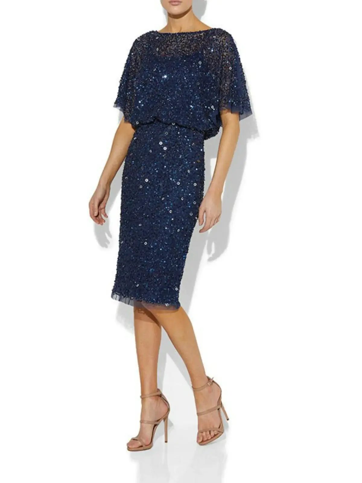 Montique Alinda Hand Beaded Dress Navy Size AU 10 photo 4