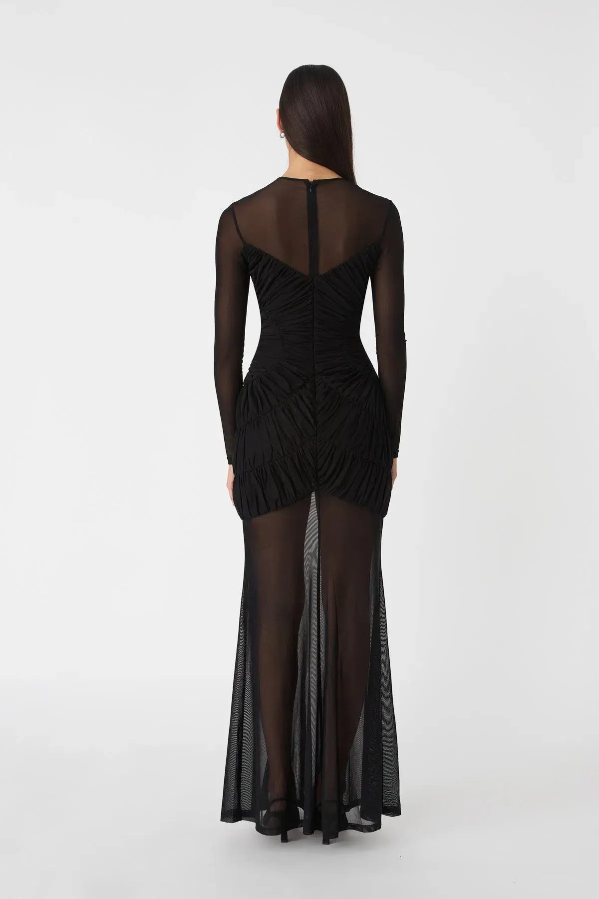MISHA Talitha Fine Mesh Maxi Dress Black Size 10/M photo 3
