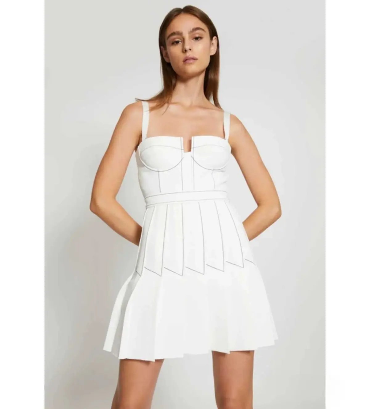 Dion Lee Column Pleated Mini Dress in White Size AU 8 photo 3