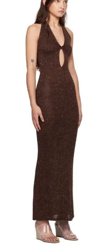 Bec and Bridge Brown Delfina Halter Midi Dress Size 10/M photo 6