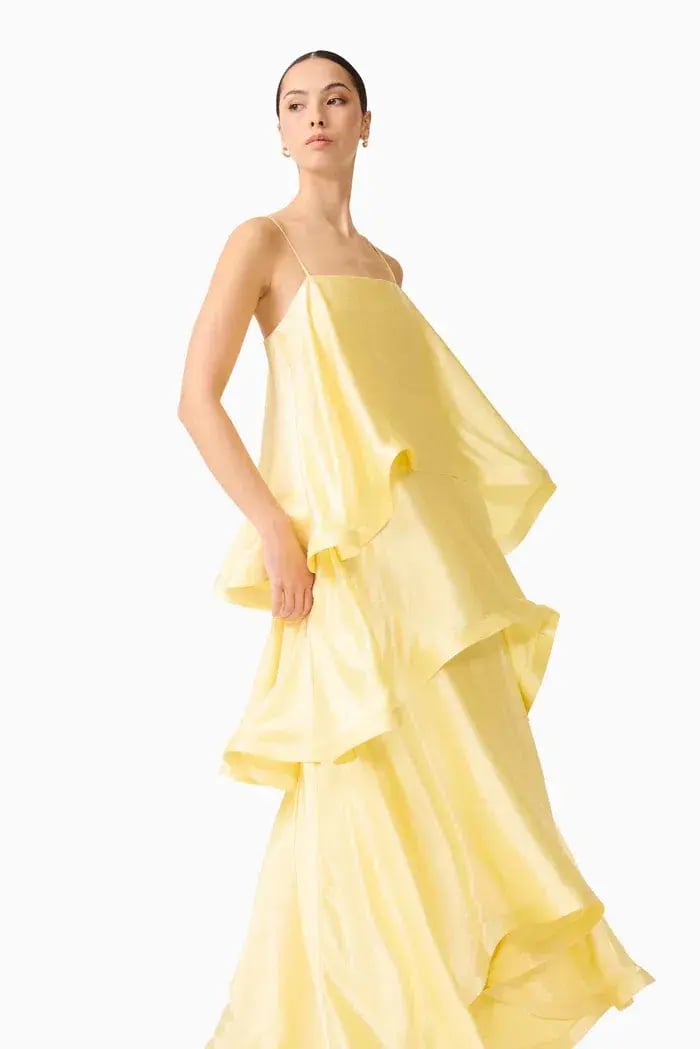 ELLIATT TILLY TIERED MAXI DRESS IN BUTTER YELLOW SIZE 8 (S) photo 5