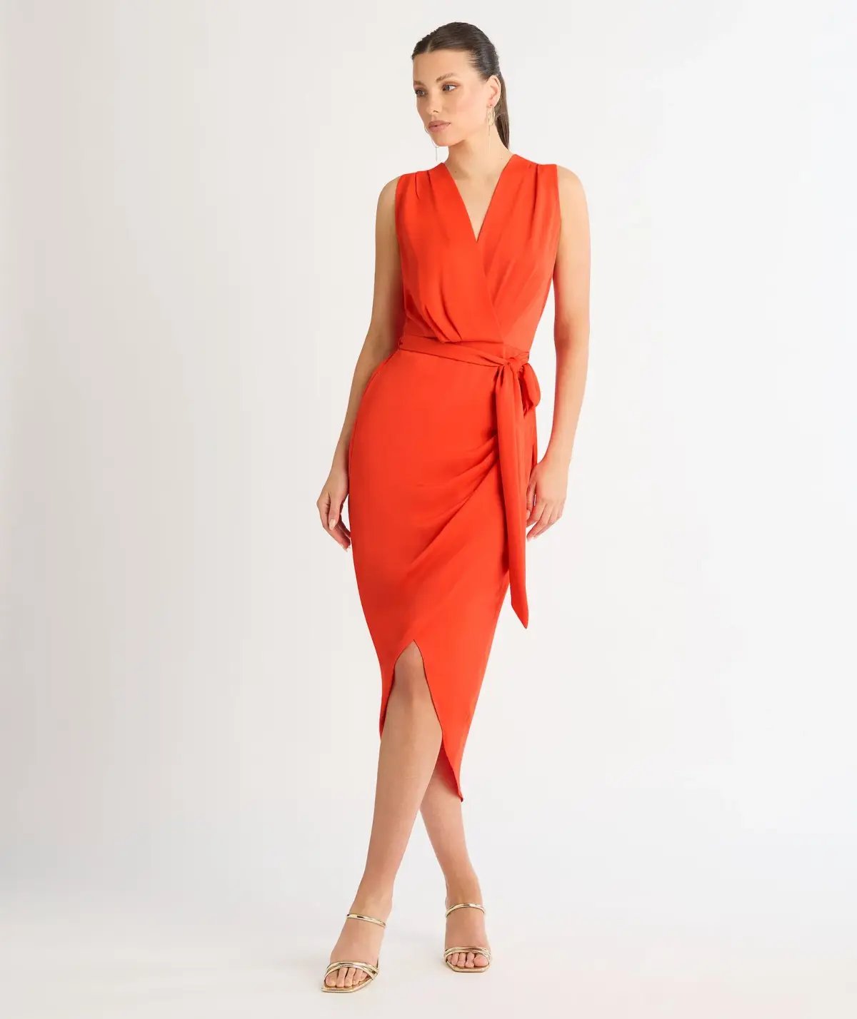 Sheike Saskia Midi Dress Coral Size 16 photo 3