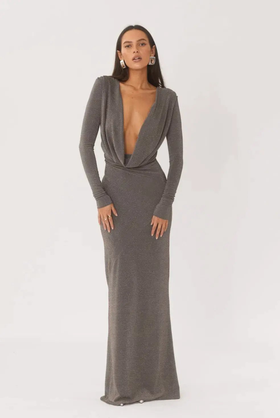 Arcina Ori Jen Gown Silver Size 8 photo 3