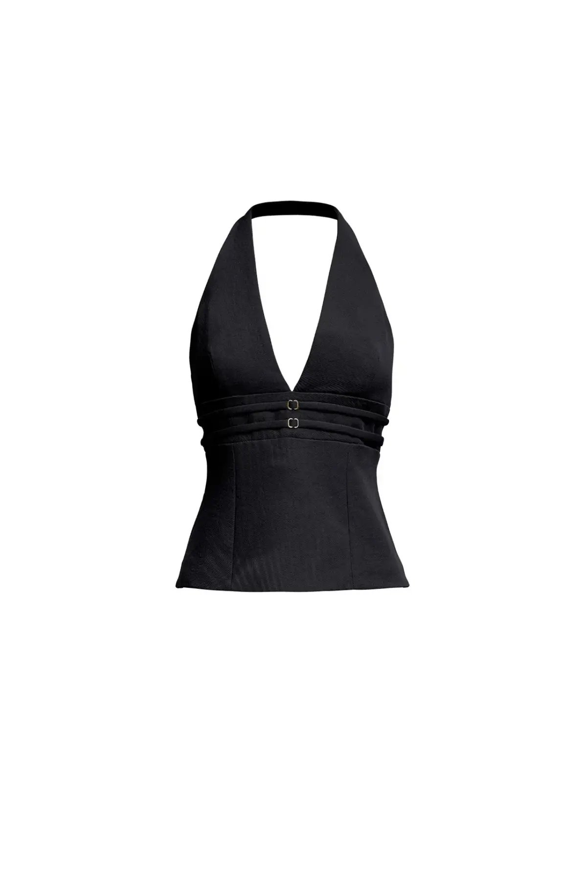 Kookai Ariel Double Belt Top Black Size 34 / Au 6 photo 4