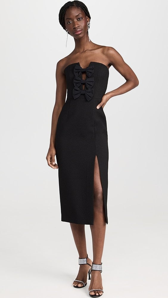 Rebecca Vallance Cecily Strapless Midi Dress in Black photo 3