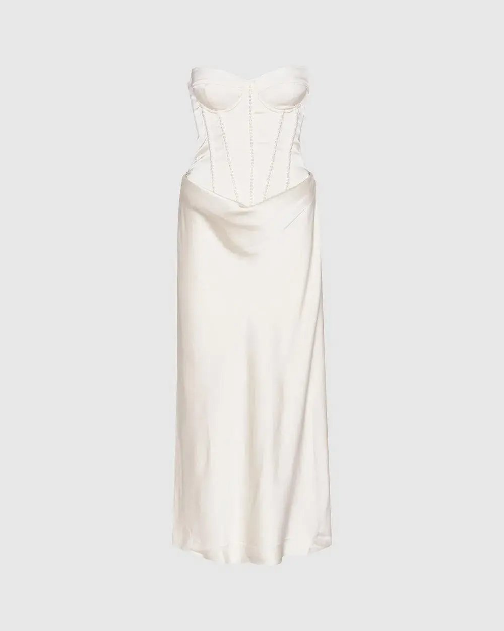 Rotate by Birger Christensen Satin Pearl Corset Dress in White Size 34 / AU 6 photo 6