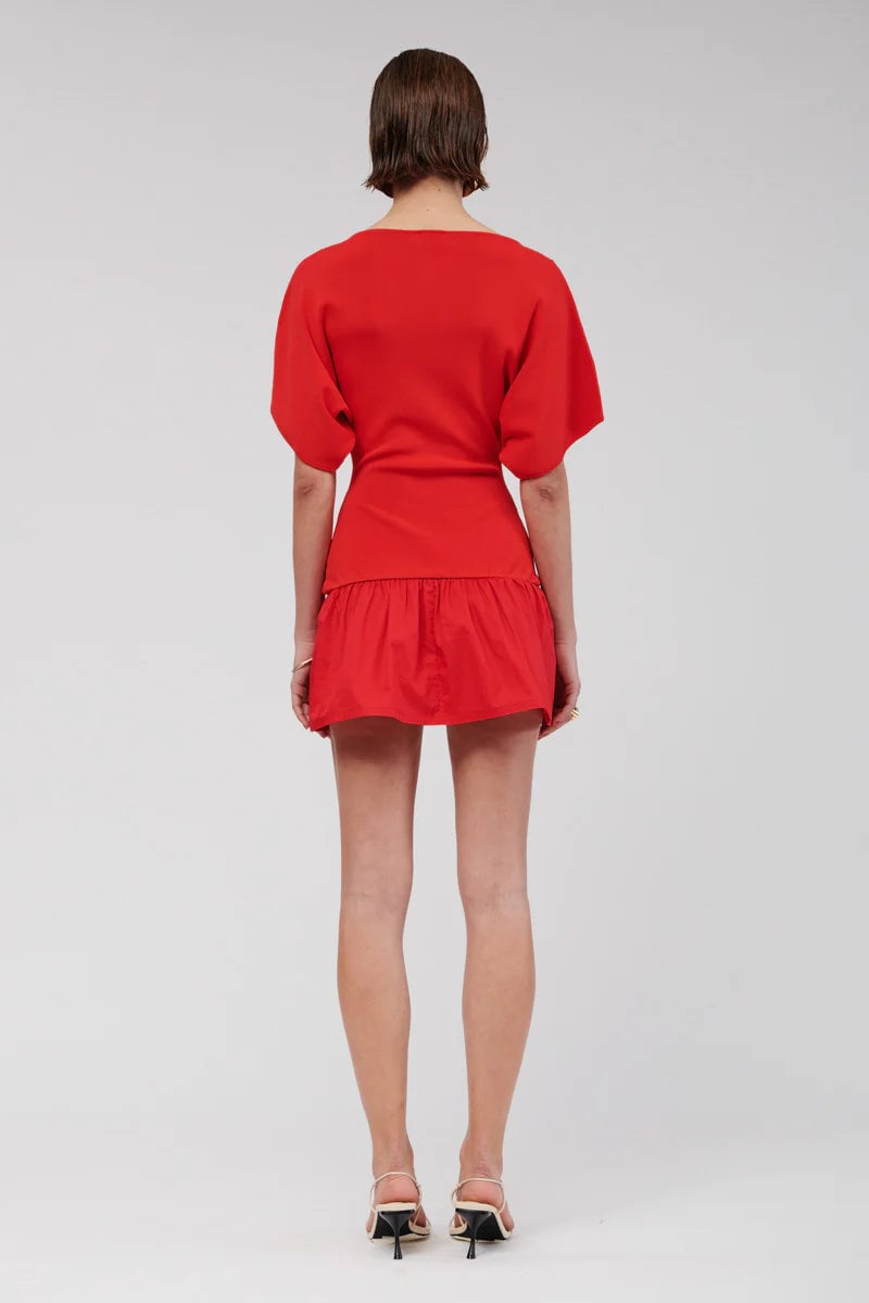 SUBOO NAPLES DROP WAIST MINI DRESS - RED photo 3