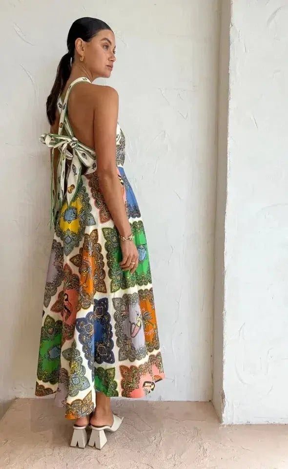 Alemais Trippy Troppo Halter Midi Dress Multi Size AU 10 photo 4