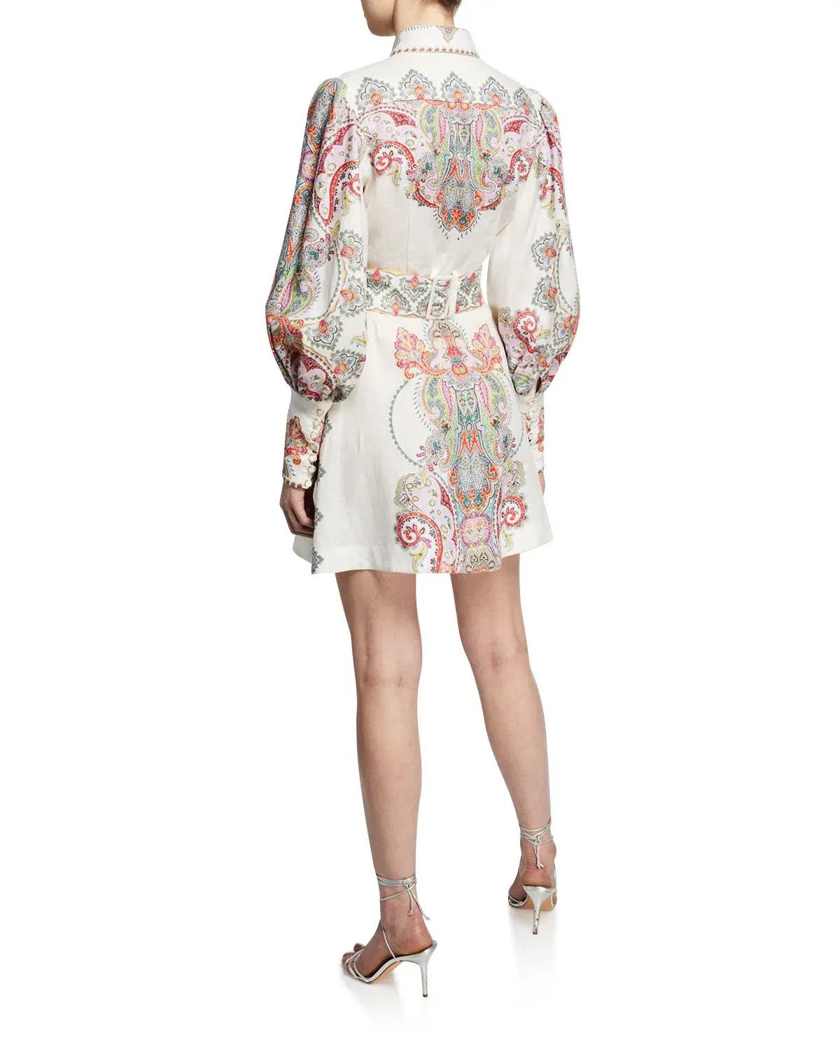 Zimmermann Ninety Six Shirt Dress Print Size 8 photo 2