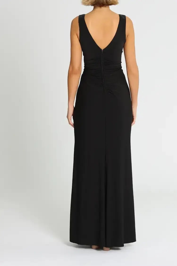 Montique Amalia Jersey Wrap Gown in Black Size 20 photo 3