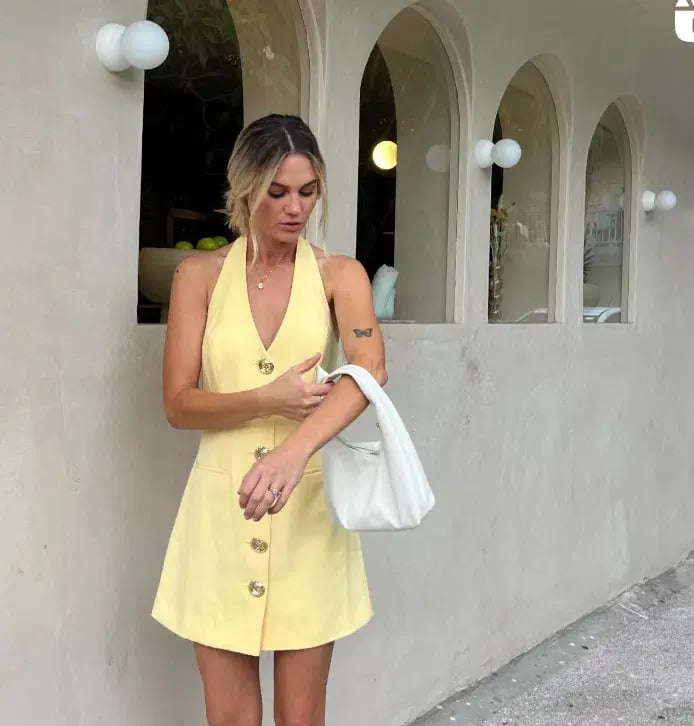 The Wolf Gang Irida Vest Mini Dress Butter Lemon Yellow Size 10 photo 5