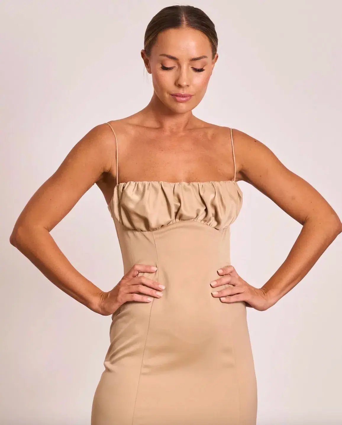 Pasduchas Lucia Slip Midi Dress Sand Size 8 photo 2