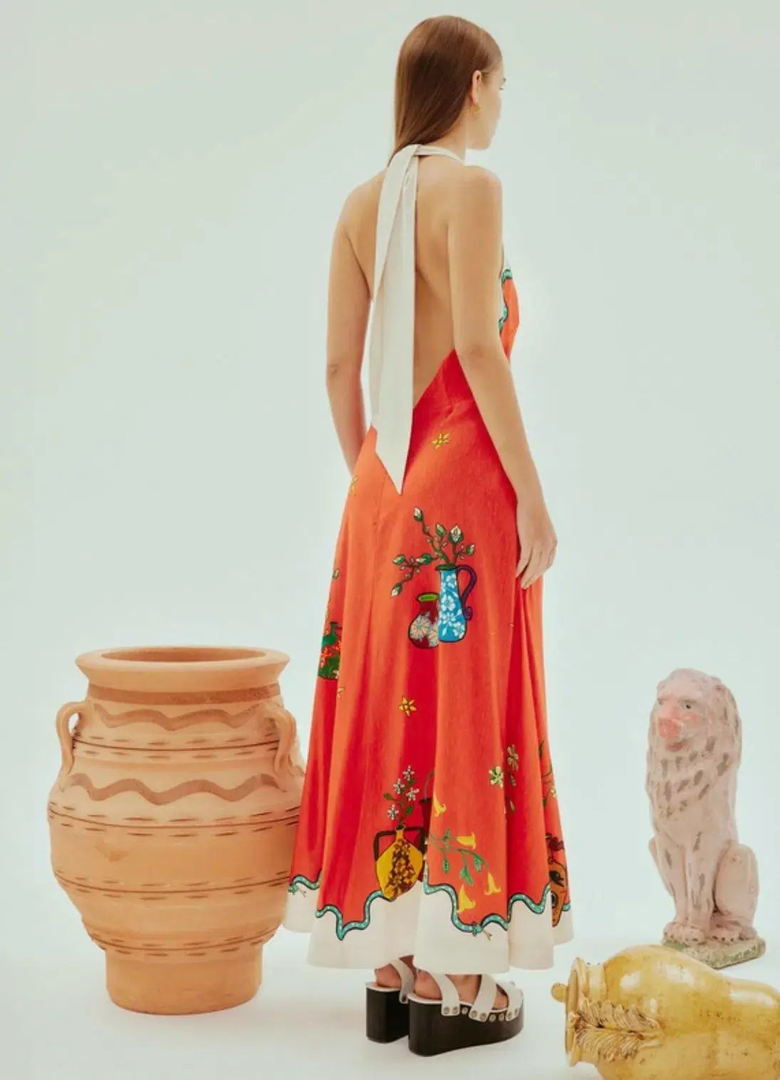 Alemais Rose Halter Dress Orange Multi Size 12 photo 3