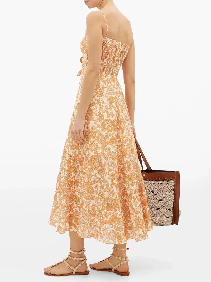 Zimmermann Peggy Tie Front Midi Dress Paisley Print Size 2 / AU 12 photo 2