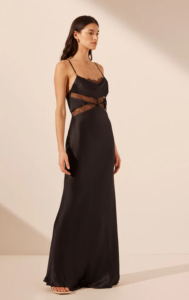 Shona Joy Leticia Silk Cowl Neck Lace Maxi Dress - Black photo 6