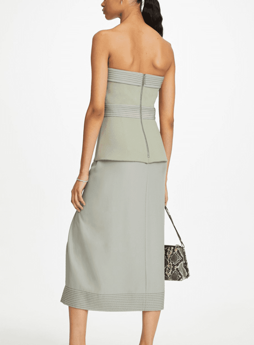 Dion Lee Belted Stitch Strapless Dress Green Size 10 photo 2