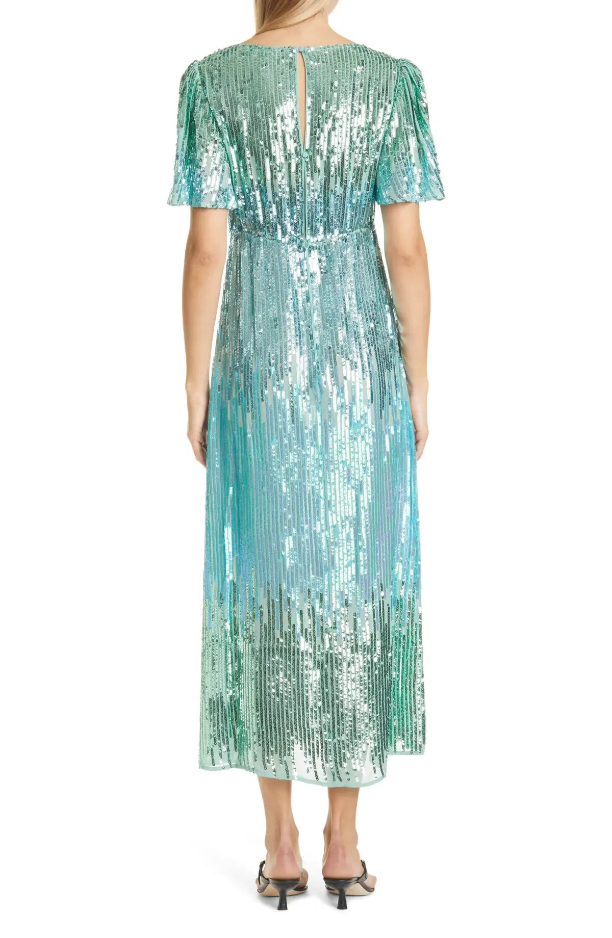 Rixo Ombré Sequin Dress Mint Green Size L photo 2