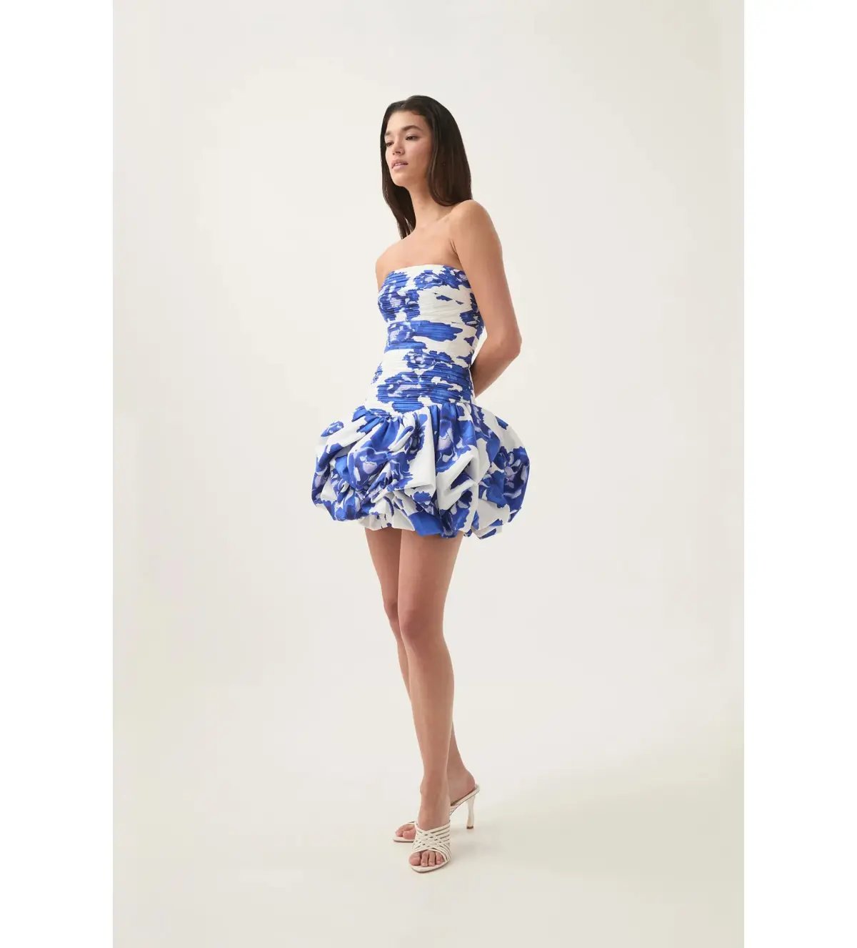 Aje Bubble Mini Dress Boldly Blooming Cobalt Size 8 photo 3