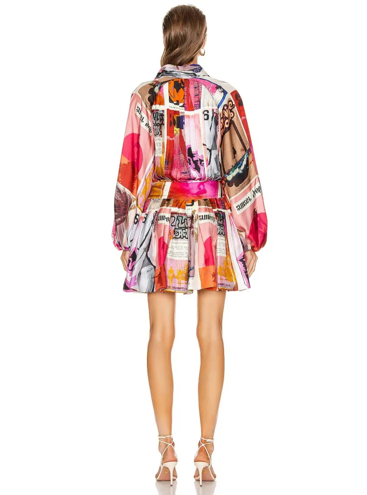 Zimmermann Wavelength Sleeve Mini Dress Pink Poster Print Size 0 / AU 8 photo 3