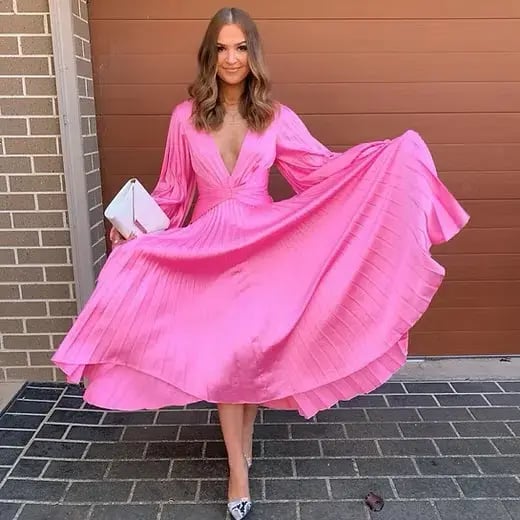 Acler Palms Pink Confetti Long Sleeve Midi Dress Pink  Size 6 photo 2