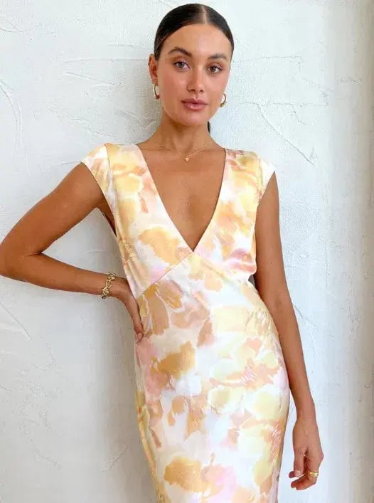 Bec & Bridge Indi V Neck Maxi Dress In Floral Haze Size AU 6 photo 2