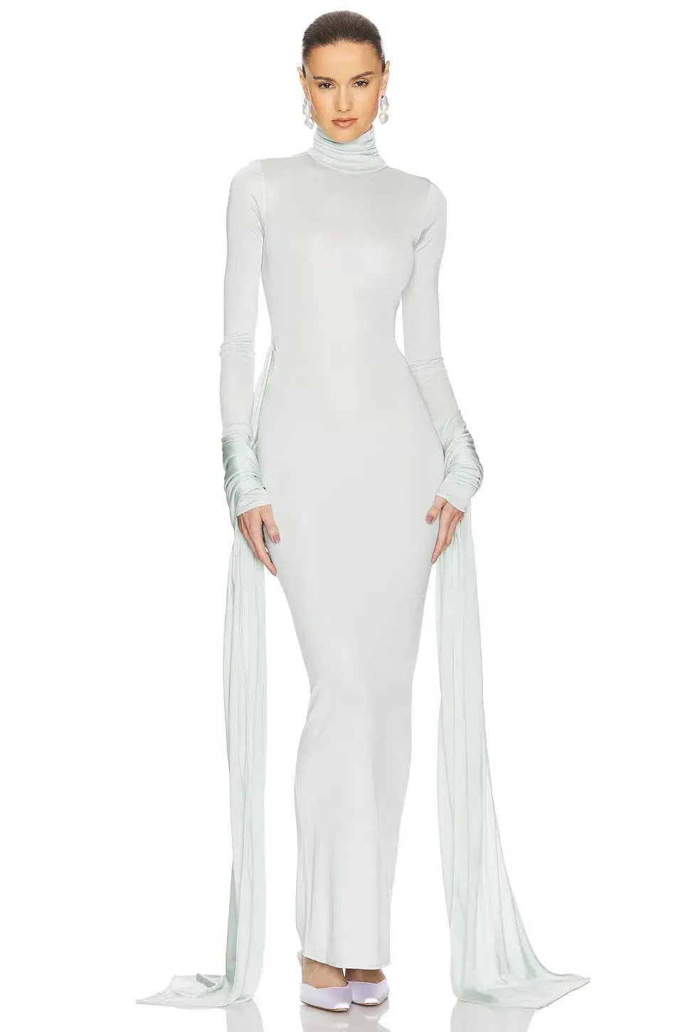 Helsa Slinky Jersey Sarong Maxi Dress Mint Green Size M / AU 10 photo 2