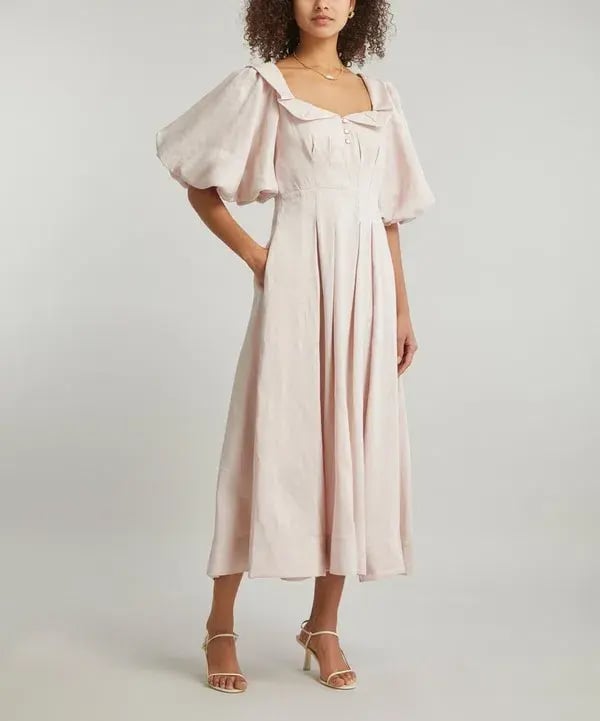 Aje Jessica Frill Midi Dress soft pink size 6 photo 4