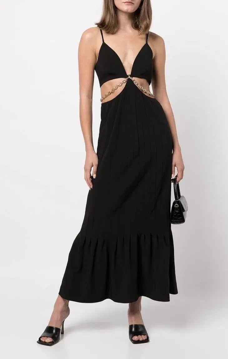 Jonathan Simkhai Lyla Chain Cut-Out Dress Black Size 4 photo 2