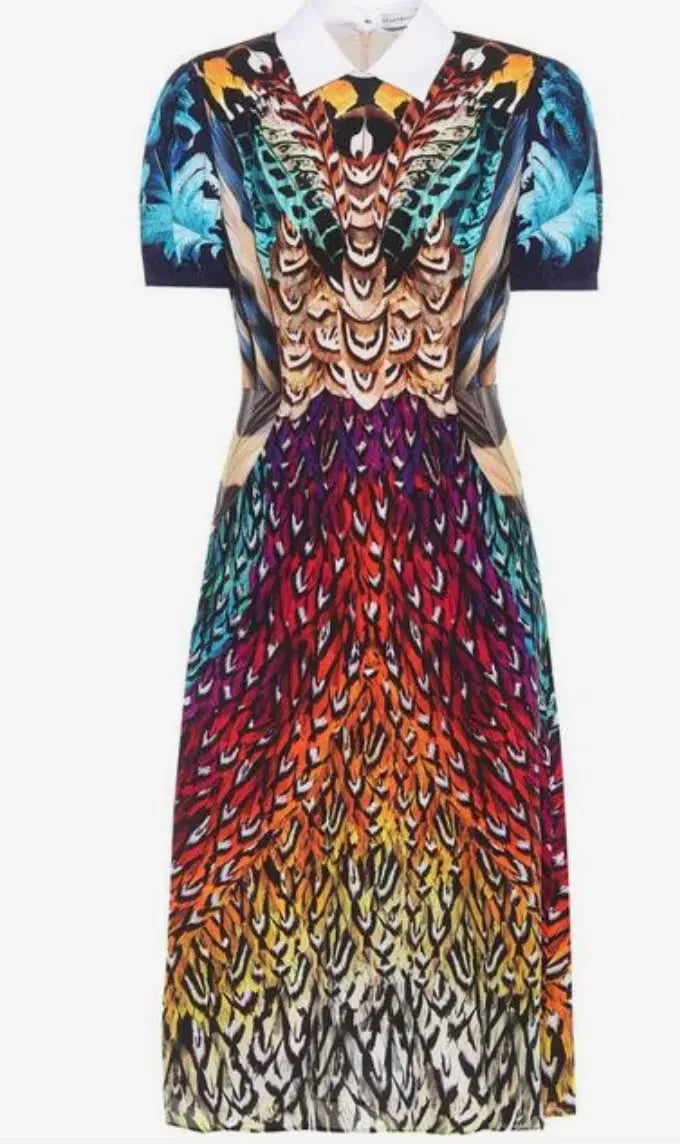 Mary Katrantzou Osprey Silk Dress Feather Print Size 6 photo 3