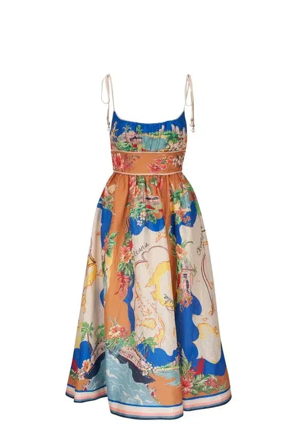 Zimmermann Alight Picnic Midi Dress Nautical Map Print Size 0 / AU 8 photo 5