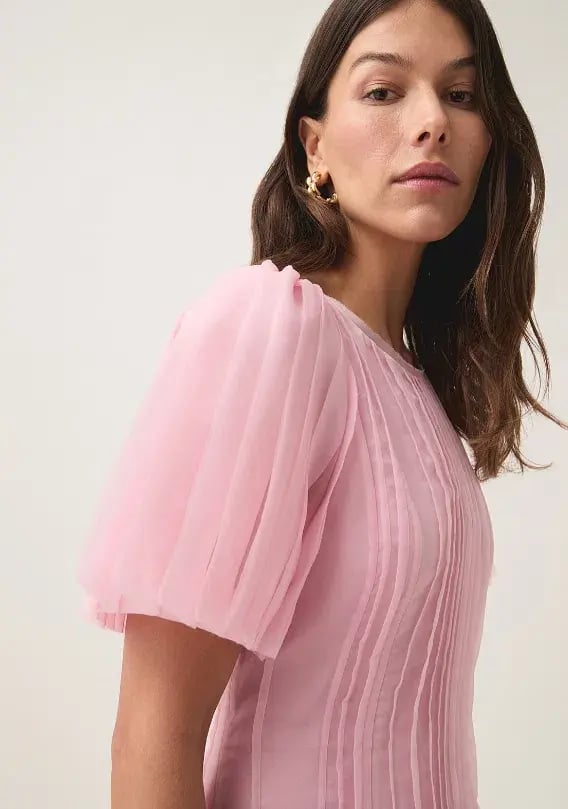 Aje Nova Pleated Midi Dress - Chalk Pink - Size 12 photo 2
