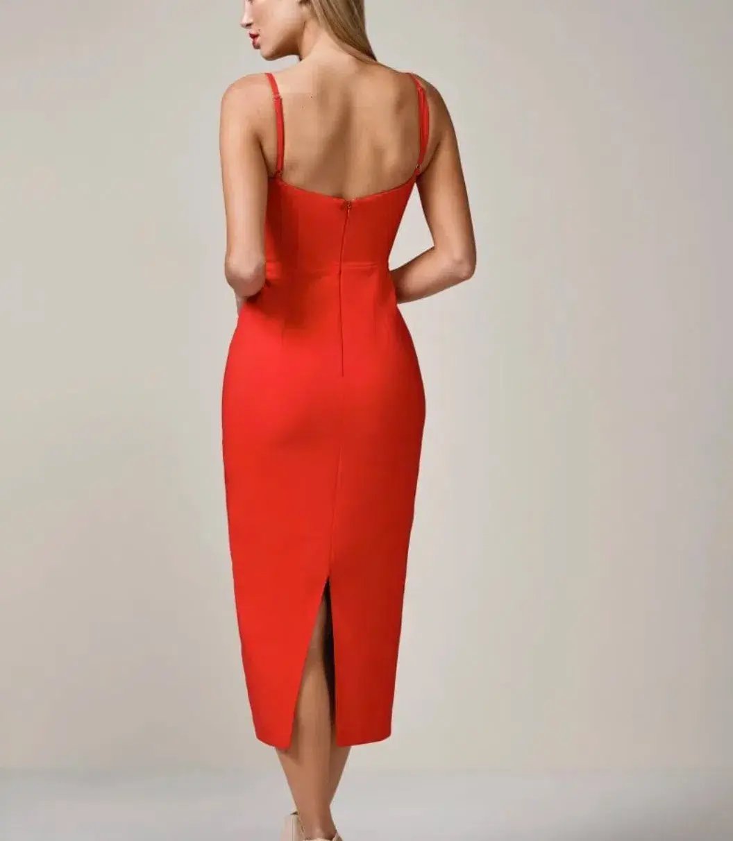 Elle Zeitoune Alannah Midi Dress in Red Size 6 photo 2