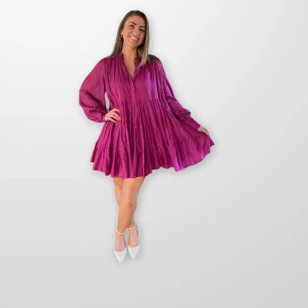 Aje Romance Smock Mini Dress Fuchsia Size 14 / XL photo 2