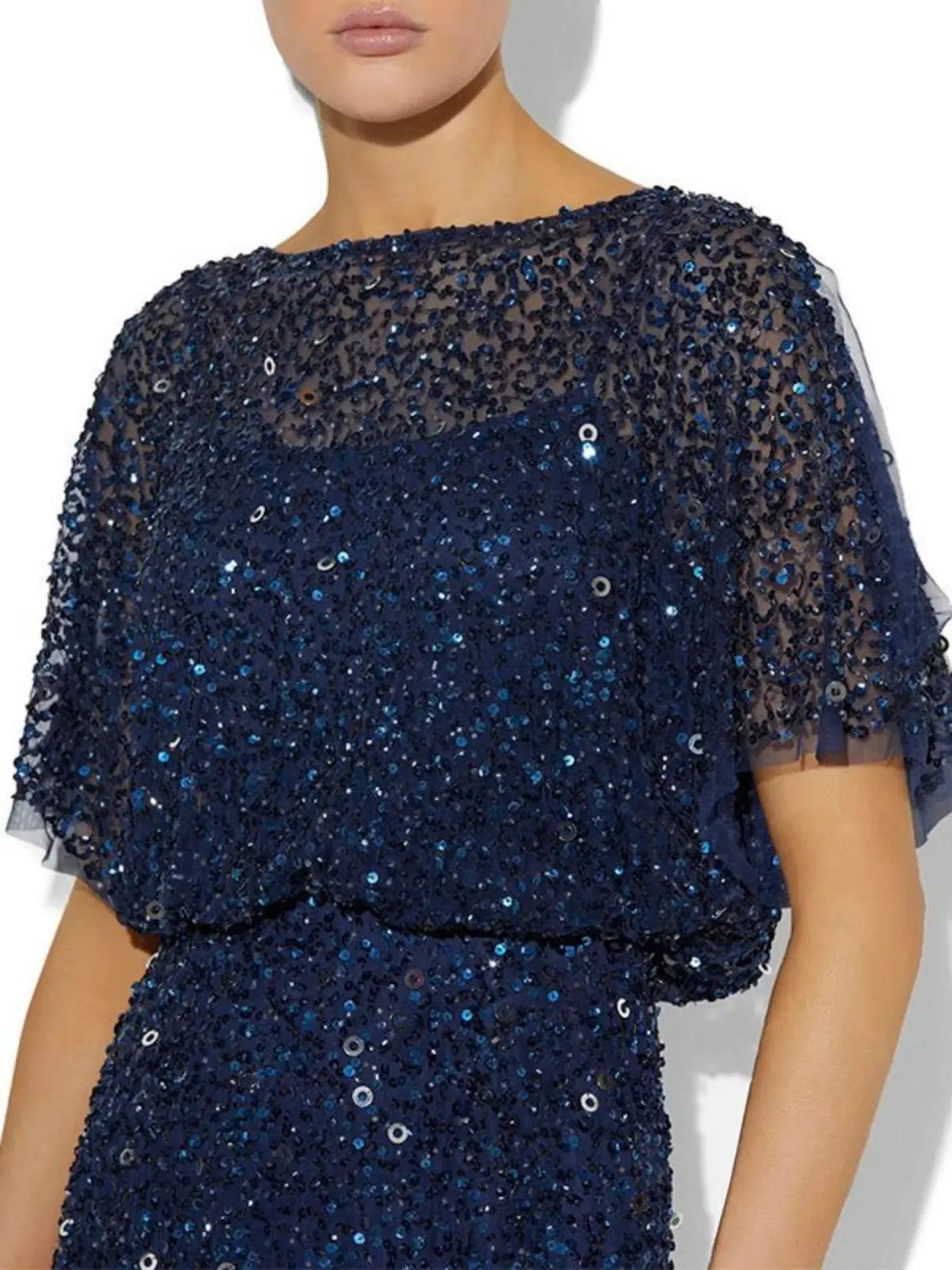 Montique Alinda Hand Beaded Dress Navy Size AU 10 photo 2