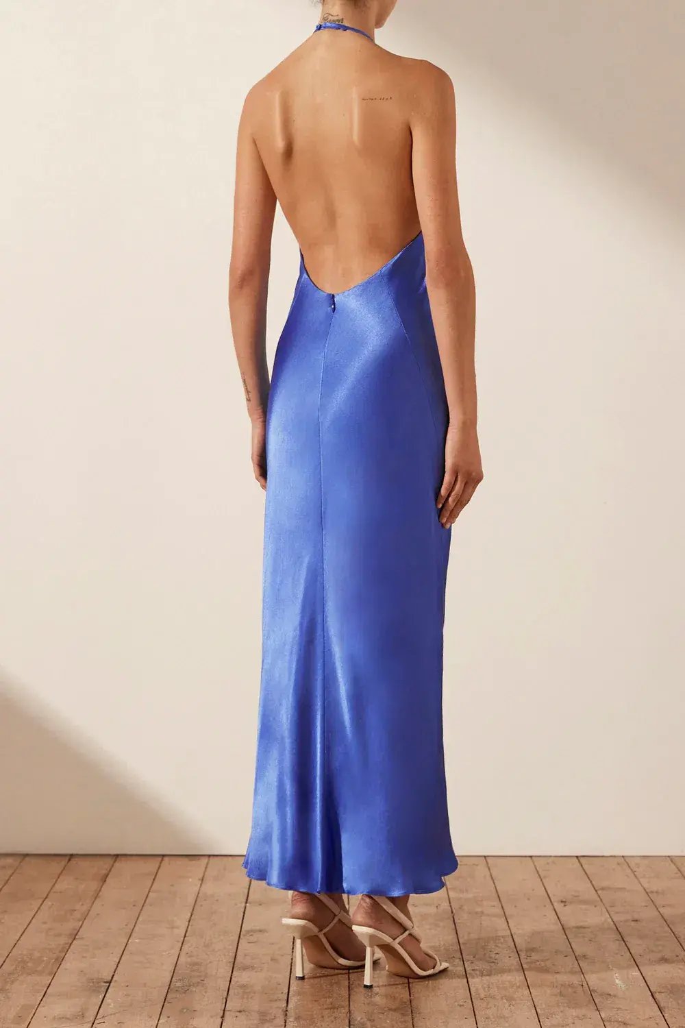 Shona Joy Oliviera Low Back Halter Neck Midi Dress Strong Blue Size AU 4 photo 4