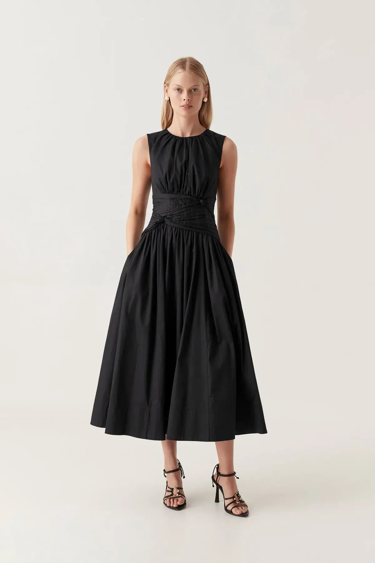 Aje Agatha Knot Waist Midi Dress Black Size 12 photo 2