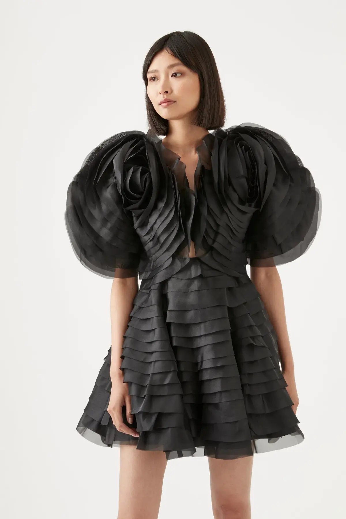 Aje Amour Ruffle Mini Dress Black Size 8 photo 2