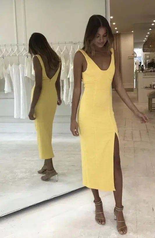 Bec & Bridge Cle'mence Midi Dress Yellow Size 8 photo 4