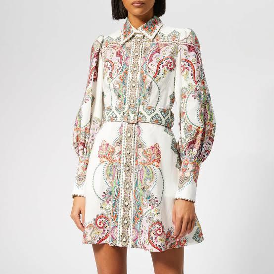Zimmermann Ninety Six Shirt Mini Dress Lennon Paisley Print Size 6 photo 3