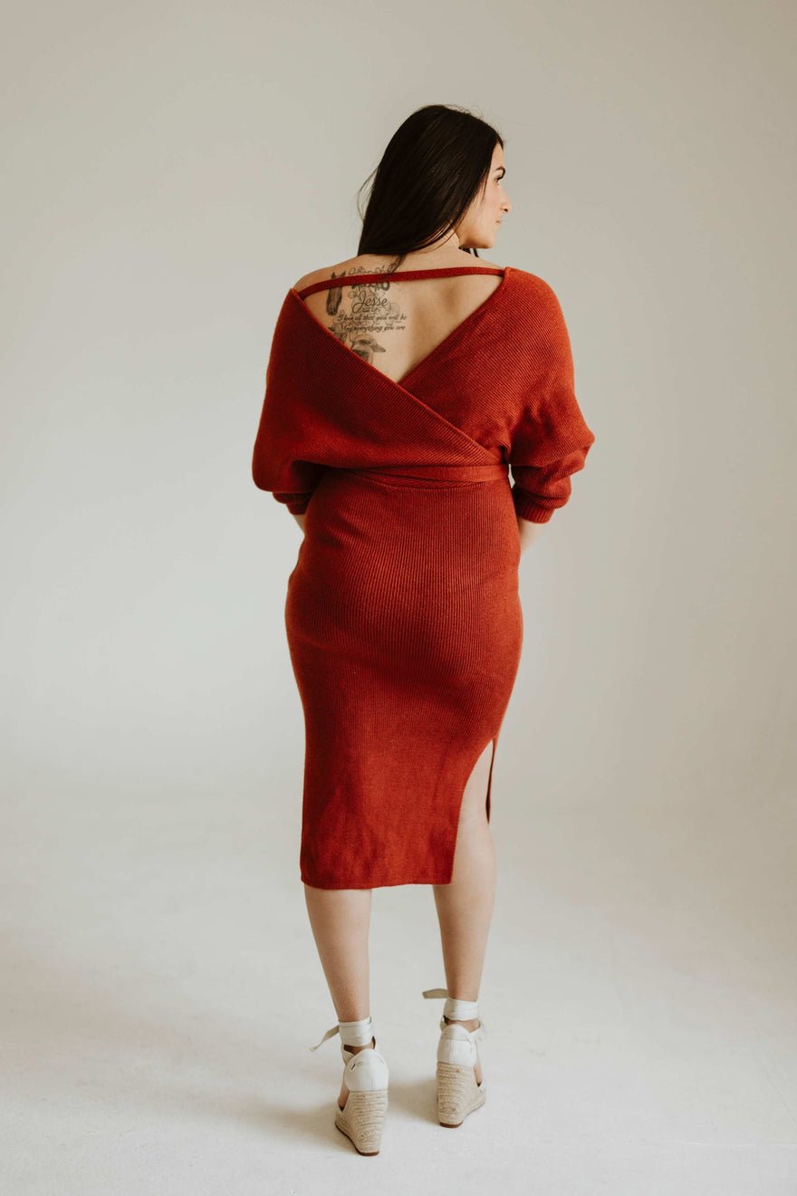 Petal and Pup Bambina Knit Midi Dress - Rust photo 3