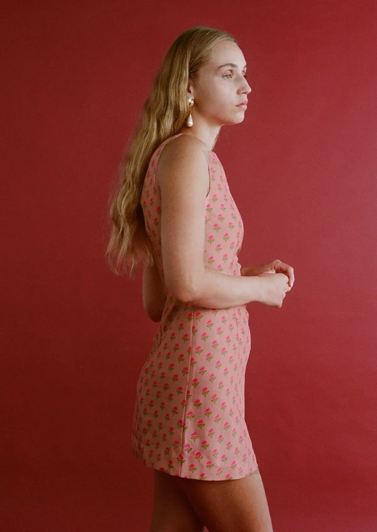 Lovaan Harper Rose Dress Silk Tiny Rose Print Size 8 photo 7