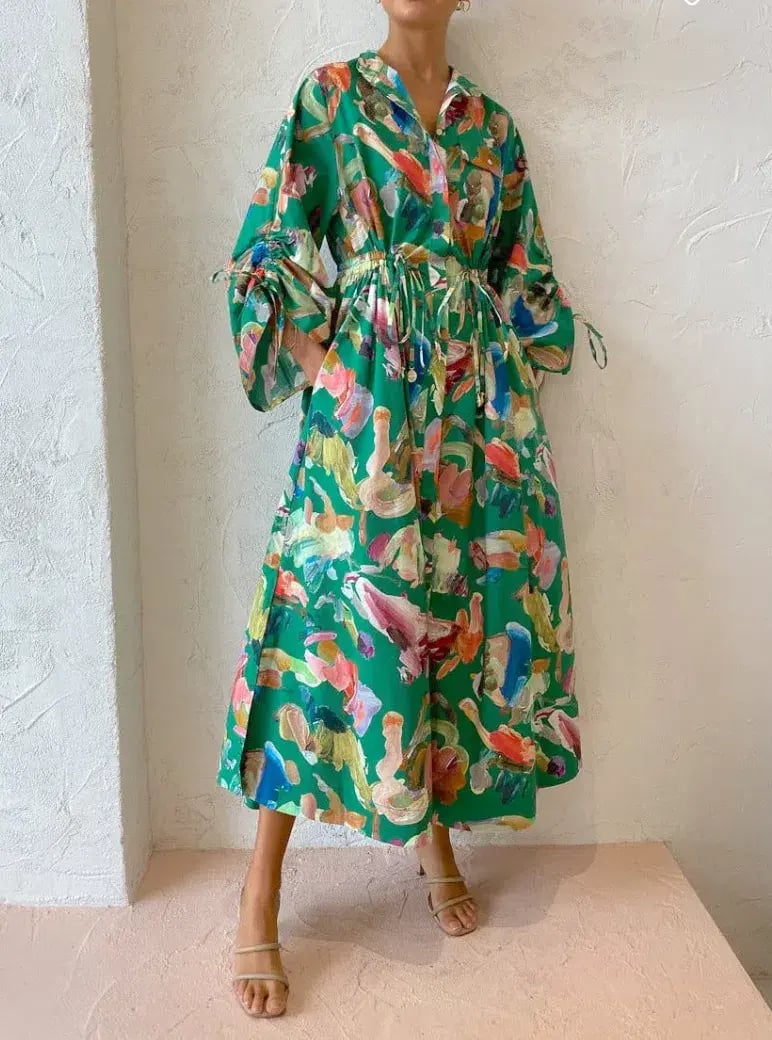 Alemais Arlo Shirt Dress Green Print Size 8 photo 2