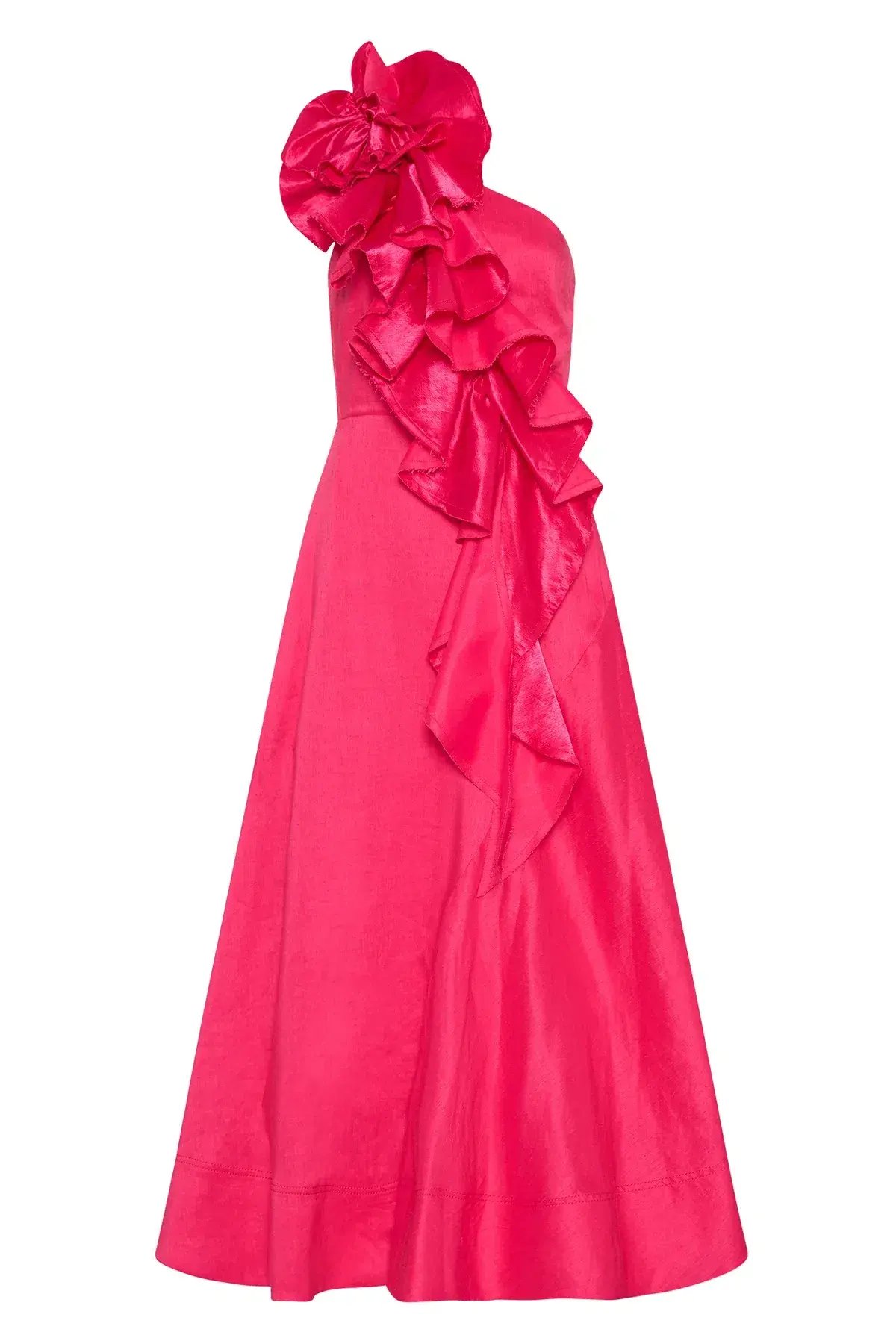 New! Aje Adelia Ruffle Midi Dress in Bougainvillea Red Size AU 6 photo 7